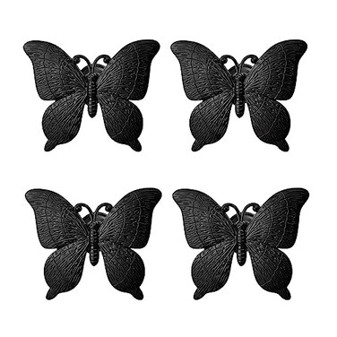 LFWATAXY 4PCS Butterfly Knobs Butterfly Handle Butterfly Home Furniture Decorations Bathroom Decor Dresser Cabinet Drawer Pulls Handles Black
