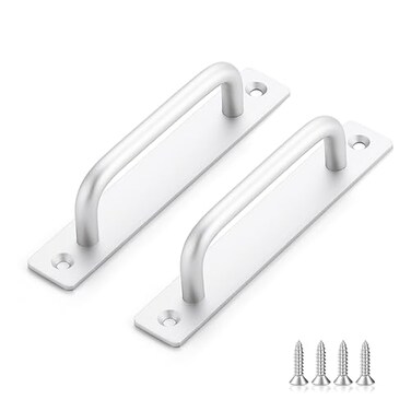 Ravinte Decor Barn Door Handles 8 Pack Silver Door Handles Sliding Cabinet Pulls 5 Hole Center Screen Cabinet Hardware Zinc Alloy Pulls