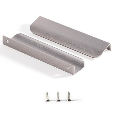 Satanga Edge Finger Tab Pull for cabinets Kitchen Concealed Drawer pulls Aluminum Flat Hidden Back Mount Door Handle for Home Pack of 10 Modern Brushed Nickel 787 Overall Length Easy Installation