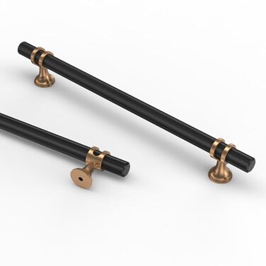 Asidrama 10 Pack 75 Inch192mm Knurled Matte Black and Champagne Bronze Kitchen Cabinet Handles Cabinet Pulls Kitchen Cabinet Hardware Cupboard Handles Drawer Pulls