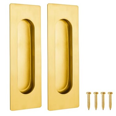 Malimali 472 Inch Recessed Finger Flush Pulls for Kitchen Cabinet Closet Sliding Cupboard Door Handle Brushed Gold Stainless Steel Rectangular Door Pulls Replacement Hardware 2 Pack