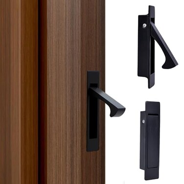 Dontay 5 Pack Pocket Door Pull Handle Edge Pull Professional Stainless Steel 304 Flush Mount Door Pull for Pocket Sliding Door Matte Black 5