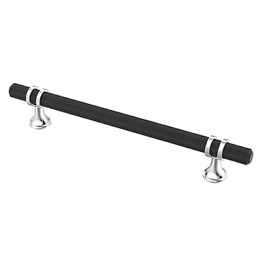 Alzassbg 10 Pack Black and Silver Cabinet Pulls 614 Inch160mm Hole Centers Kitchen Hardware Knurled Cabinet Handles for Cabinets and Drawers AL3087CPMB