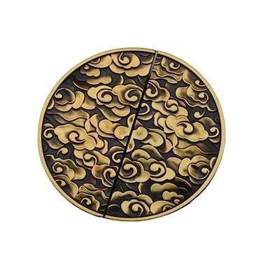HIZEFSOO 2PCS Antique Round Plate Pulls Handles Cabinet Handles Half Moon Cabinet Pulls Vintage Style Drawer Pulls Zinc Alloy New Chinese Style Yellow Diameter 47inch