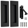 Malimali 6 Inch Recessed Finger Flush Pulls for Pocket Door Closet Door Sliding Barn Door Handle Matte Black Stainless Steel Rectangular Door Edge Pulls Hardware3 Pack A