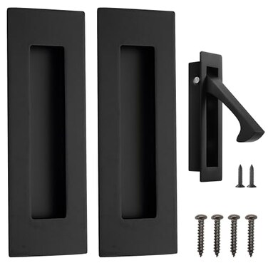 Malimali 6 Inch Recessed Finger Flush Pulls for Pocket Door Closet Door Sliding Barn Door Handle Matte Black Stainless Steel Rectangular Door Edge Pulls Hardware3 Pack A