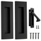 Malimali 6 Inch Recessed Finger Flush Pulls for Pocket Door Closet Door Sliding Barn Door Handle Matte Black Stainless Steel Rectangular Door Edge Pulls Hardware3 Pack A