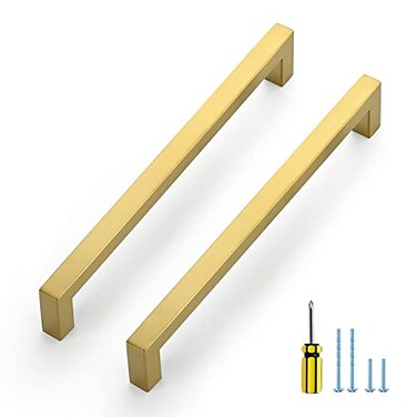 Ravinte Gold Cabinet Pulls Brushed Brass Kitchen Cabinet Handles Come with Screwdriver 8 in Hole Center 5 Pack
