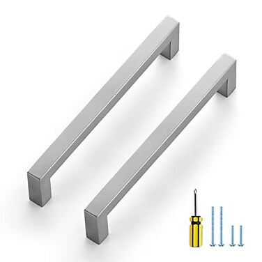 Ravinte 25 Pack Brushed Nickel Kitchen Cabinet Handles 614 Inch Cabinet Pulls Square Kitchen Hardware for Cabinet Drawer Pulls Drawer Handles Come with Screwdriver