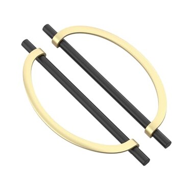 Alzassbg 6 Pack Matt Black and Gold Cabinet Pulls 712 Inch192mm Hole Centers Half Moon Metal Drawer Pulls Kitchen Hardware Cabinet Handles AL3902MBGB