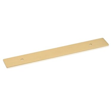 QOGRISUN 5Pack Solid Brass Cabinet Pulls Back Plates Rectangle Cabinet Pulls BackPlates614Inch Hole Center 9Inch Total Length for Cabinet Hardware Brushed Brass Finish