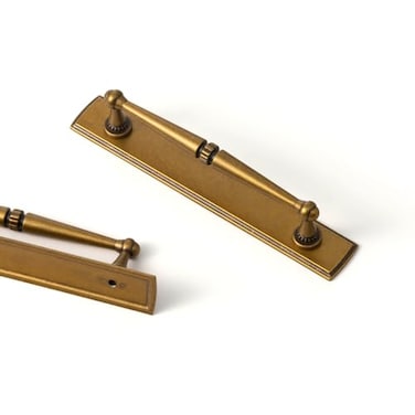 Goo-Ki GooKi 504 cc Antique Brass Cabinet Pulls with Backplate Zinc Alloy Kitchen Hardware 2 Pack Vintage Brass Drawer Pulls Bar Cabinet Handles with Spacer