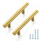 JOY DECOR 30 Pack 5 Inch Cabinet Pulls Kitchen Cabinet Handles with 3 Inch Hole Center Brushed Brass Cabinet Hardware Stainless Steel Kitchen Drawer Pulls for Cabinets Cupboard 76mm Hole Centers