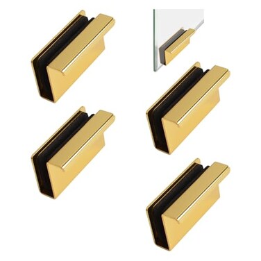 UFURMATE Glass Finger Edge Pull 4Pcs Cabinet Finger Pull Handle Glass Door Clips Cabinet Latch Clamp Concealed Handle for Display Glasscase Door Gold