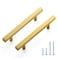JOY DECOR 10 Pack 4 Inch Brushed Brass Square Cabinet Handles Stainless Steel Cabinet Hardware Pulls for Kitchen and Drawers with 625 Inch Overall Length