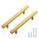 JOY DECOR 10 Pack 4 Inch Brushed Brass Square Cabinet Handles Stainless Steel Cabinet Hardware Pulls for Kitchen and Drawers with 625 Inch Overall Length