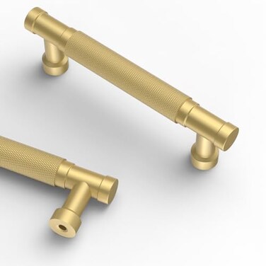 Asidrama 10 Pack 375 Inch96mm Brushed Gold Cabinet Pulls Knurled Kitchen Cabinet Handles Cabinet Pulls Kitchen Cabinet Hardware for Cupboard Drawer Pulls