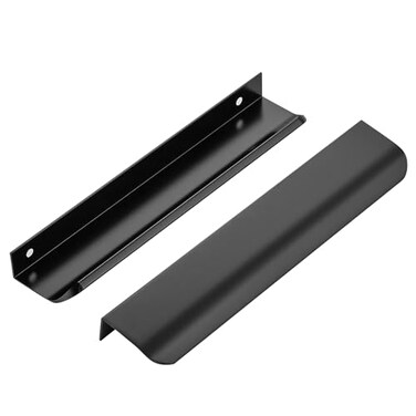 Ravinte Hardware 8 Pack Black Cabinet Handles 78 Inch 200mm Finger Edge Pulls 614 Inch Hole Center Finger Pulls for Cabinets