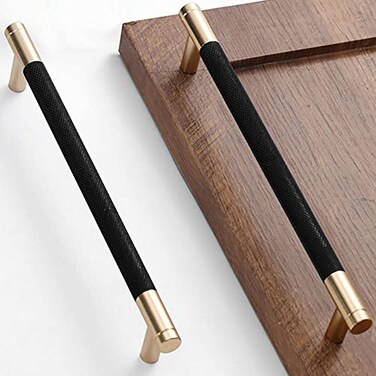 Gutuwellea 20 Pack 7 12 Inch 192 mm Gold and Black Cabinet Handles Cabinet Pulls Aluminum Handles Knurled Drawer Pulls Oxidation Finish with Diamond Pattern 86 Length 75 Hole Center