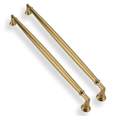 CABDM 5 Pack 12 Inch305mm Brushed Brass Cabinet Pulls Solid Heavy Duty Satin Brass Cabinet Pulls Kitchen Cabinet Hardware for Cupboard Drawer Handles Dresser Pulls