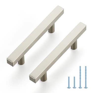 JOY DECOR 30 Pack 3 Inch Brushed Nickel Square Cabinet Handles Stainless Steel Cabinet Hardware Pulls for Kitchen and Drawers with 5 Inch Overall Length