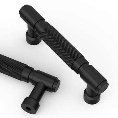 Asidrama 10 Pack 3 Inch76mm Matte Black Cabinet Pulls Knurled Kitchen Cabinet Handles Cabinet Pulls Kitchen Cabinet Hardware for Cupboard Drawer Pulls