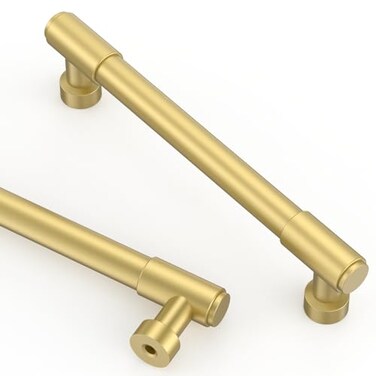 Asidrama 10 Pack 5 Inch128mm Brushed Gold Cabinet Pulls Kitchen Cabinet Handles Gold Hardware for Cupboard Drawer Cabinets
