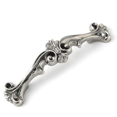 JETLAND Traditional Antique Cabinet Hardware 6 Pack Aged Silver 3 Hole Centers Vintage Pulls for Drawer Dresser Nightstand AC0726OS076