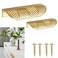 LFWATAXY 2PCS Brass Edge Pulls Copper Back Mount Finger Edge Pulls Concealed Hidden Drawer Wardrobe Pull Handles Knobs Arc Invisible Concealed Tab Pull Length 46 inches Hollow Out