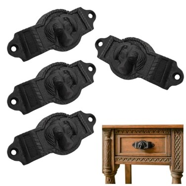 SaKeGa Mystic Colonial Drawer Pulls Flat Black Cabinet Cup Pulls Kitchen Hardware Cabinet Handles Matte Black Drawer Handles Pulls 35 X 15 Antique Pack of 4