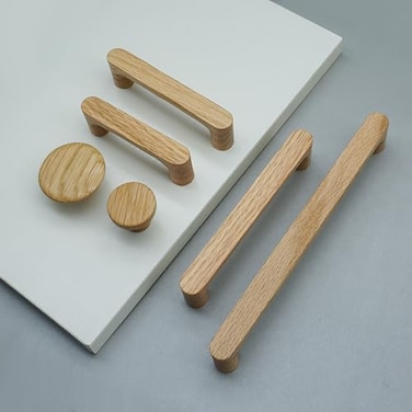 MFYS 6 Pack White Oak Wood Drawer Pulls Handes Rustic Cabinet Pulls Handles Wood Dresser Knob Kitchen Furniture Hardware 6 6516 Hole to Hole