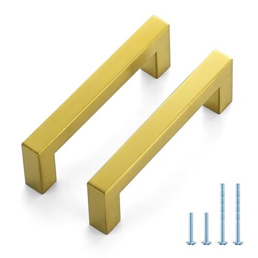JOY DECOR 30 Pack Cabinet Handles Gold Cabinet Pulls 334 Inch Kitchen Handles Square Drawer Pulls Stainless Steel Drawer Hardware Handles 96mm Hole Centers