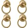 RZDEAL 4 Pack Solid Brass Cabinet Pulls Ring Drawer Pulls Gold Kitchen Cabinet Handles Brass Brushed Drawer Handles