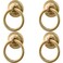 RZDEAL 4 Pack Solid Brass Cabinet Pulls Ring Drawer Pulls Gold Kitchen Cabinet Handles Brass Brushed Drawer Handles