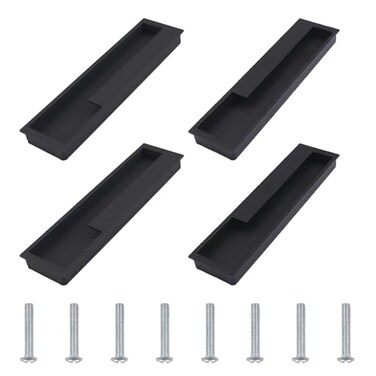 MOROBOR Aluminum Alloy Flush Pull Handles 4pcs Embedded Sliding Door Handle 795 Modern Simple Door Pull Handle for Sliding Barn Drawer Cupboard WardrobeMatte Black