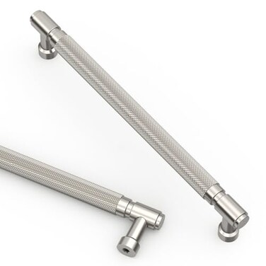 Asidrama 10 Pack 10 Inch254mm Brushed Satin Nickel Cabinet Pulls Knurled Kitchen Cabinet Handles Cabinet Pulls Kitchen Cabinet Hardware for Cupboard Drawer Pulls