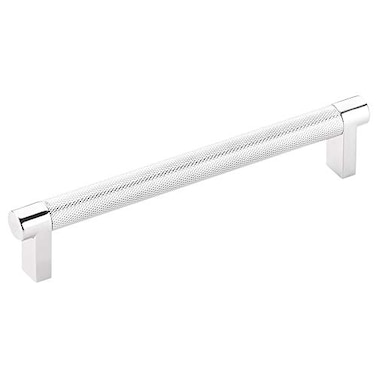 HIS CO Emtek Select Knurled Cabinet Pull with Polished Chrome US26 Stem Finish Choice of Size 84055RECUS26KNUS26 CentertoCenter 6