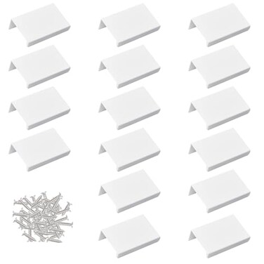 MOROBOR White Mini Finger Edge Pull 16 PCS Concealed Handles Modern Style Drawer Handle Right Angle Aluminum Alloy Invisible Wardrobe Knobs for Cabinet Hardware Drawer50 mm