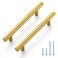 JOY DECOR 10 Pack 6 Inch Cabinet Pulls Kitchen Cabinet Handles with 334 Inch Hole Center Brushed Brass Cabinet Hardware Stainless Steel Kitchen Drawer Pulls for Cabinets Cupboard 96mm Hole Centers