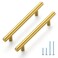 JOY DECOR 10 Pack 6 Inch Cabinet Pulls Kitchen Cabinet Handles with 334 Inch Hole Center Brushed Brass Cabinet Hardware Stainless Steel Kitchen Drawer Pulls for Cabinets Cupboard 96mm Hole Centers