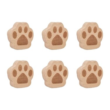 MOROBOR Cats Paw Print Knobs 6pcs SelfAdhesive Wood Drawer Knobs Single Hole Pull Handles Unique Decorative Wooden Furniture Knobs with Screws Expansion Tube