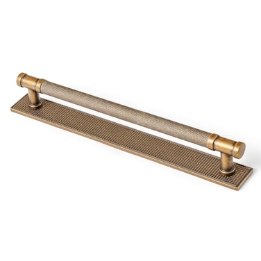 Goo-Ki GooKi 756 cc Antique Brass Cabinet Pulls with BackBase Plate Zinc Alloy Kitchen Hardware 2 Pack Vintage Brass Knurled Bar Drawer Pulls Cabinet Handles with Spacer