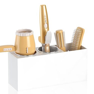 NIUBEE Wall Mount Hair Styling Tool Organizer Bathroom Cabinet Holder for Blow Dryers Flat Irons Curling Irons White