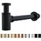 RANDOM Brass Contemporary Round Bottle P Trap 1 14Basin Sink Waste Drain P Trap Kit Matte Black