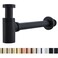 RANDOM Brass Contemporary Round Bottle P Trap 1 14Basin Sink Waste Drain P Trap Kit Matte Black
