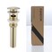 RANDOM Brushed Gold Sink Drain with Overflow Bathroom Pop Up Drain Stopper for Assembly Vessel Sink Solid Brass 83006BG