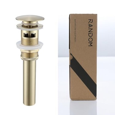 RANDOM Brushed Gold Sink Drain with Overflow Bathroom Pop Up Drain Stopper for Assembly Vessel Sink Solid Brass 83006BG