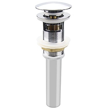 ALLWIN-HOUSEWARE W Bathroom Sink Pop Up Drain Assembly With Overflow Fits 157 to 236 Inch Sink Openings with 114 Inch Tailpiece Large Cap Solid Brass Drain Stopper Polished Chrome