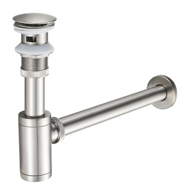 TSIBOMU Bathroom Basin Sink Waste PTrap Drain Kit Adjustable Bottle Trap with Pop Up Drain Stopper with Overflow Brushed Nickel
