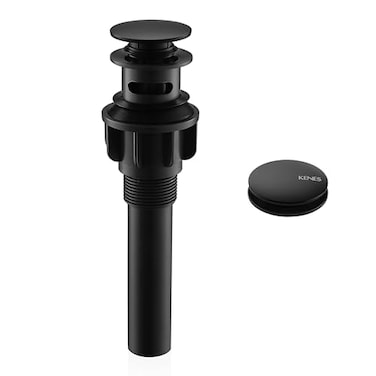 KENES Pop Up Bathroom Sink Drain with Overflow Matte Black Pop Up Drain Stopper Anti Clog Pop Up Drain Stopper Lavatory Bathroom Vanity Sink Drain